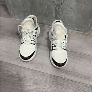 Louis Vuitton White and Brown Sneakers
